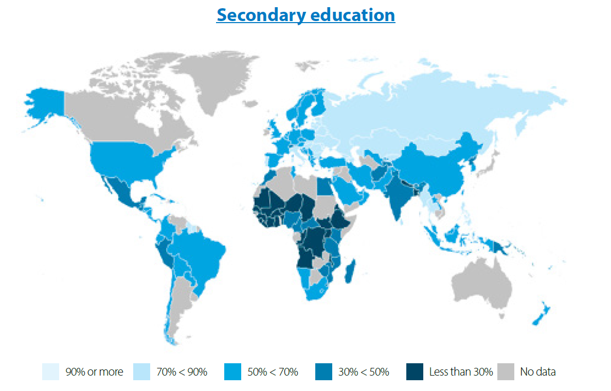 Chart 2: In parts of Africa females in secondary education represent fewer than 30% of teachers